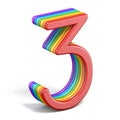 Rainbow font number 3 THREE 3D