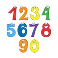 Rainbow font, 123 numeral alphabet.