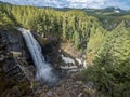 A rainbow forms over Salt Creek Falls in the Willamette National Forest near Oakridge, Oregon, USA