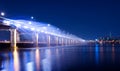 Rainbow fountain show at Banpo Bridge in Korea.