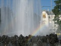 Rainbow within a fountain of water in Vienna