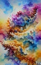 Rainbow fractals - abstract watercolor art