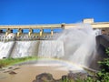 Rainbow in front of a dam wall