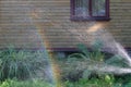 Rainbow in the garden. Royalty Free Stock Photo