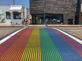 Rainbow gay flag crosswalk in Venice Royalty Free Stock Photo