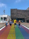 Rainbow gay flag crosswalk in Venice Royalty Free Stock Photo