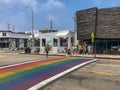 Rainbow gay flag crosswalk in Venice Royalty Free Stock Photo