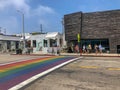 Rainbow gay flag crosswalk in Venice Royalty Free Stock Photo