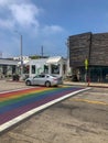 Rainbow gay flag crosswalk in Venice Royalty Free Stock Photo