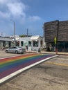 Rainbow gay flag crosswalk in Venice Royalty Free Stock Photo