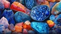 Rainbow Gem Harmony: A Colorful Composition of Multicolored Stones Royalty Free Stock Photo