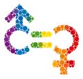 Rainbow Genders relation symbol Mosaic Icon of Spheres