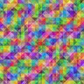 Rainbow geometric seamless pattern of multicolored translucent triangles Royalty Free Stock Photo