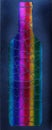 Rainbow glass bottle pattern on a black cardboard bag