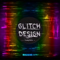 Rainbow glitch design circle template