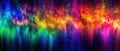 Rainbow glow wave particle abstract background. Light blurred of colorful light glitter. Glow texture background. Generative AI.