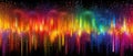 Rainbow glow wave particle abstract background. Light blurred of colorful light glitter. Glow texture background. Generative AI.