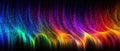 Rainbow glow wave particle abstract background. Light blurred of colorful light glitter. Glow texture background. Generative AI.