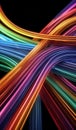 Rainbow glowing data cables transferring information background Royalty Free Stock Photo