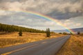 Rainbow and the Going to the Sun Road in Glacier National Park Royalty Free Stock Photo