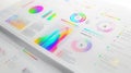 Rainbow Gradient Analytics Dashboard Display with Modern Data Visualization Charts Royalty Free Stock Photo