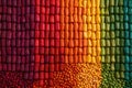 a rainbow gradient formed by rows of vivid spices