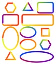 Rainbow gradient geometric frames, vibrant colorful outlines vector design Royalty Free Stock Photo