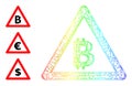 Rainbow Gradient Irregular Mesh Bitcoin Warning Icon Royalty Free Stock Photo