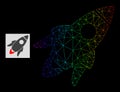 Spectrum Gradiented Polygonal Net Space Rocket Icon Royalty Free Stock Photo