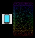 Rainbow Gradient Polygonal Mesh Phone Screen Icon Royalty Free Stock Photo