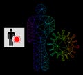 Rainbow Gradient Polygonal Network Infected Man Icon Royalty Free Stock Photo