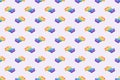 Rainbow gradient puzzle pieces seamless pattern on light background, repeating 3D design for teamwork collaboration theme Royalty Free Stock Photo