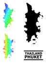 Rainbow Gradient Star Mosaic Map of Phuket Collage