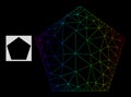 Rainbow Gradiented Polygonal Mesh Filled Pentagon Icon Royalty Free Stock Photo
