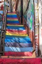 Rainbow Graffiti Stairs Valparaiso Chile Royalty Free Stock Photo