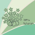 Rainbow green happy first muharram greetings card