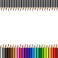Rainbow and Grey Template of Realistic Colorful Pencils for / Pa