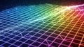 Rainbow Grid Landscape with Glowing Particles and Light Trails in a Digital Space abstract Royalty Free Stock Photo