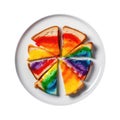 Rainbow Grilled Cheese On White Plate, On White Background