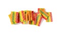 Rainbow Gummy Candy Pile Isolated, Sour Jelly Candies Strips in Sugar Sprinkle, Colorful Striped Marmalade Royalty Free Stock Photo