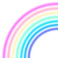 Rainbow half arc shape, quarter circle, pastel neon spectrum colors, colorful striped pattern