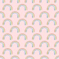 Rainbow hand drawn color pencils in a children style. seamless pattern on a pink background Royalty Free Stock Photo