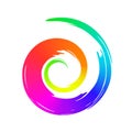 Rainbow hand painted swirl symbol isolated on white background Royalty Free Stock Photo