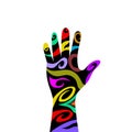 Rainbow hands vector illustration