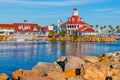 Rainbow Harbor with Shoreline  Village at Long Beach , CA Royalty Free Stock Photo