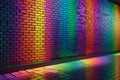 Rainbow Harmony: Generative AI Technology Crafts a Wall with Gleaming Bricks Arranged in Rows
