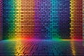 Rainbow Harmony: Generative AI Technology Crafts a Wall with Gleaming Bricks Arranged in Rows