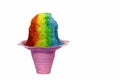 Rainbow Hawaiian Shave Ice on a white background.