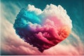 Rainbow heart cloud. Love cloud in the sky. LGBT love background. Queer rainbow heart poster. Generative AI