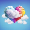 Rainbow heart cloud. Love cloud in the sky. LGBT love background. Queer rainbow heart poster